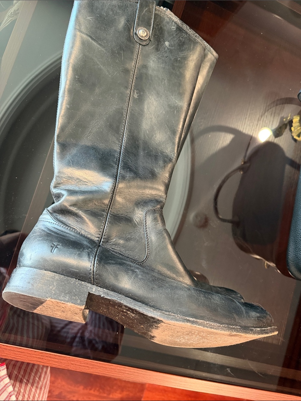 Frye Black Leather Knee-High Riding Boots - Picture 5 of 9